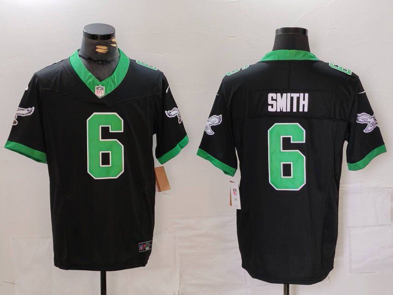 Men Philadelphia Eagles 6 Smith Black three generations Throwback 2024 Nike Limited NFL Jersey style 1